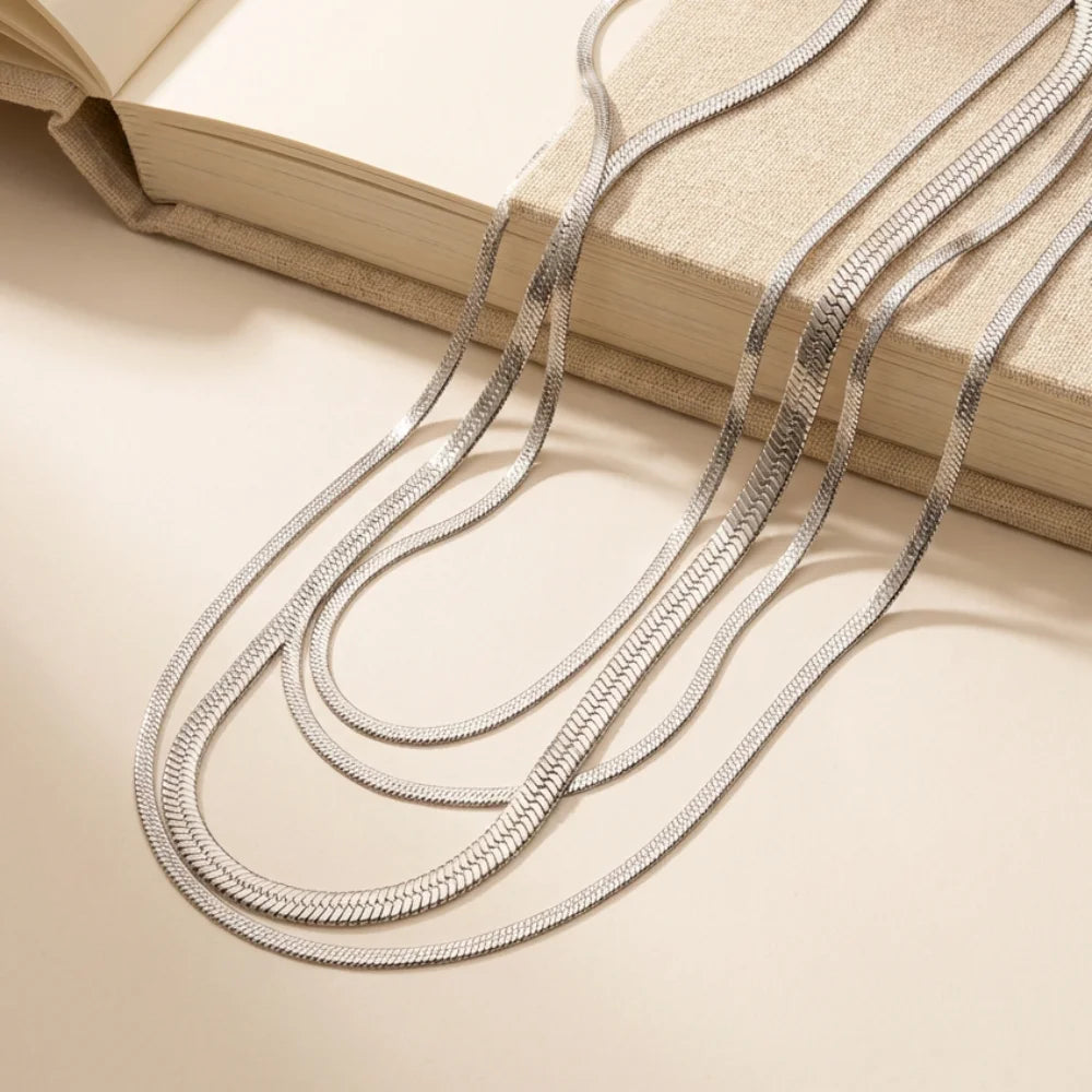 2mm 3mm 4mm 5mm Minimalist Snake Chain Necklace Choker Stainless Steel Herringbone Gold Color Jewelry For Women and Men